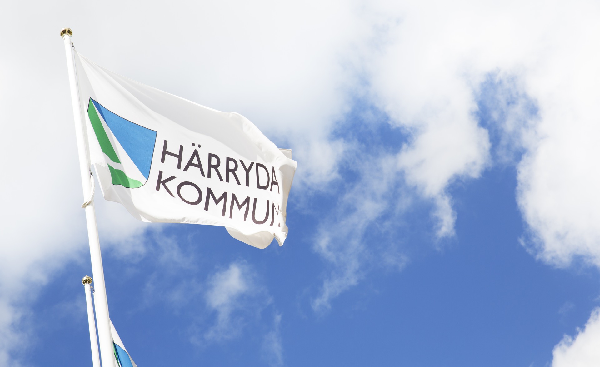 Flagga med Härryda kommunvapen. Foto: Emmy Jonsson
